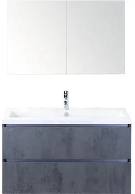 Kúpeľňový nábytkový set Vogue 100 cm s keramickým umývadlom a zrkadlovou skrinkou betón antracitovo sivá
