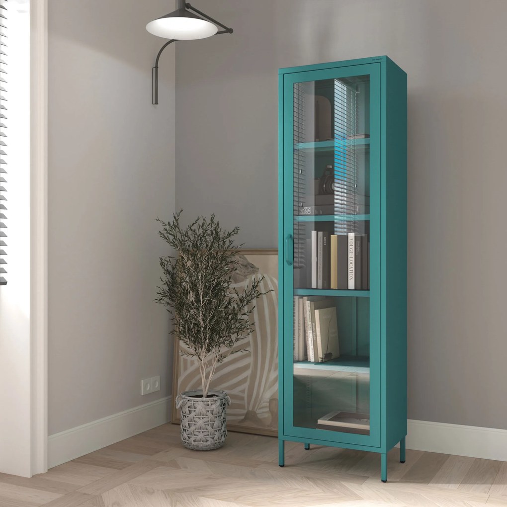 Vitrína LUIGI, 500 x 1800 x 350 mm, Modern: morská modrá