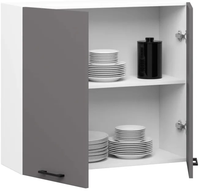 Horná kuchynská skrinka OLIWIA W80 H720 biela / grafitová / sivá