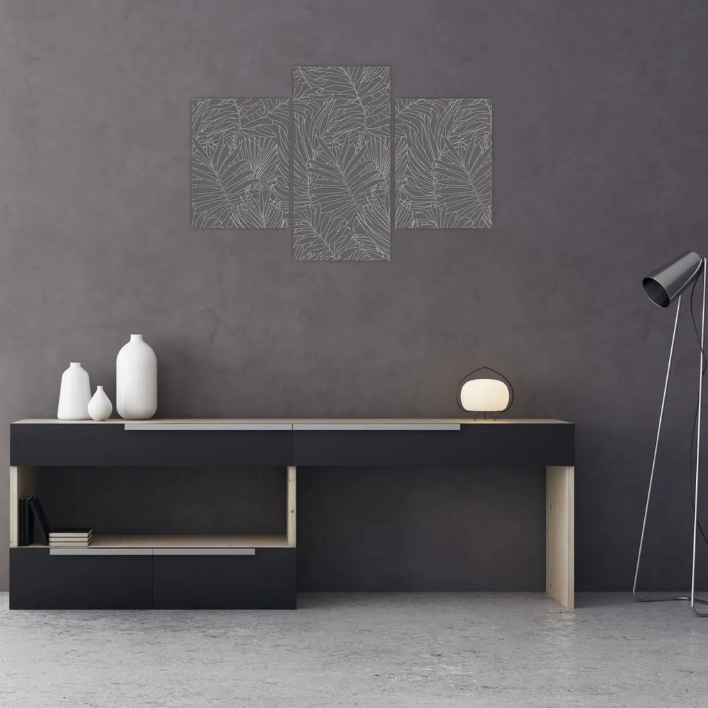 Obraz - Šedé palmové listy (90x60 cm)