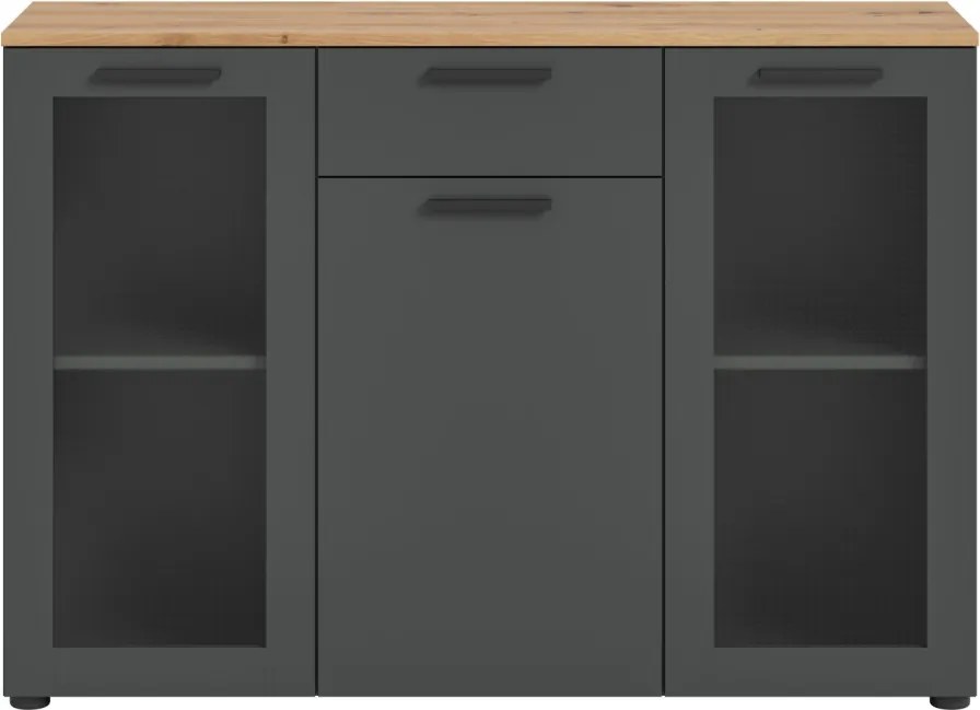 Komoda so šuplíkom Niklas, 120 cm, šedá/dub artisan