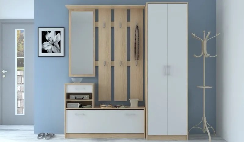 Policová skriňa Vincent, dub sonoma/biela