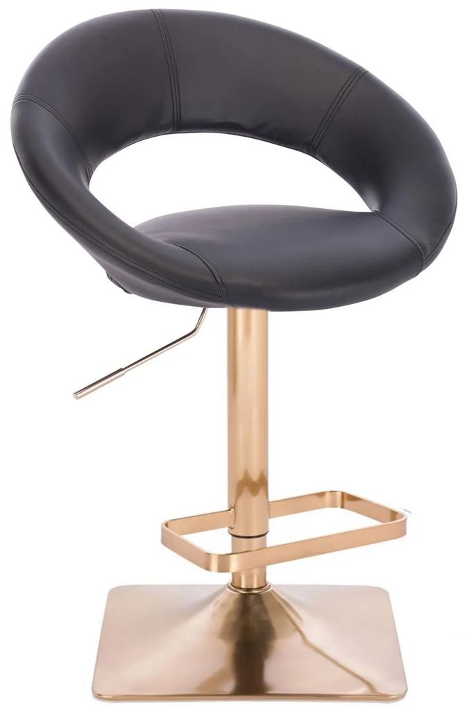 LuxuryForm Barová stolička NAPOLI na zlatej hranatej podstave - čierna
