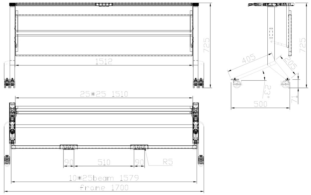 Mobilný stôl PRIMO MOVE, 1800 x 600 mm, čierna podnož, grafit