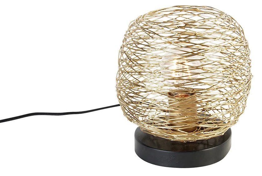 Dizajnová stolná lampa zlatá s čiernou 20 cm - Sarella