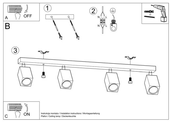 Sollux SL.1038 - Bodové svietidlo KEKE 4xGU10/40W/230V dub
