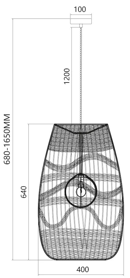 Závesné svietidlo Arona, 1x čierne ratanové tienidlo, (fi 40cm), b