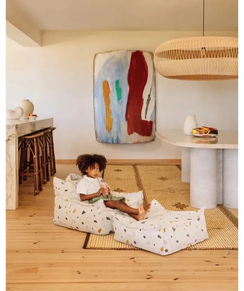 Biely detský sedací vak z textílie buklé/ženilkový Terrazzo Chair – Wigiwama