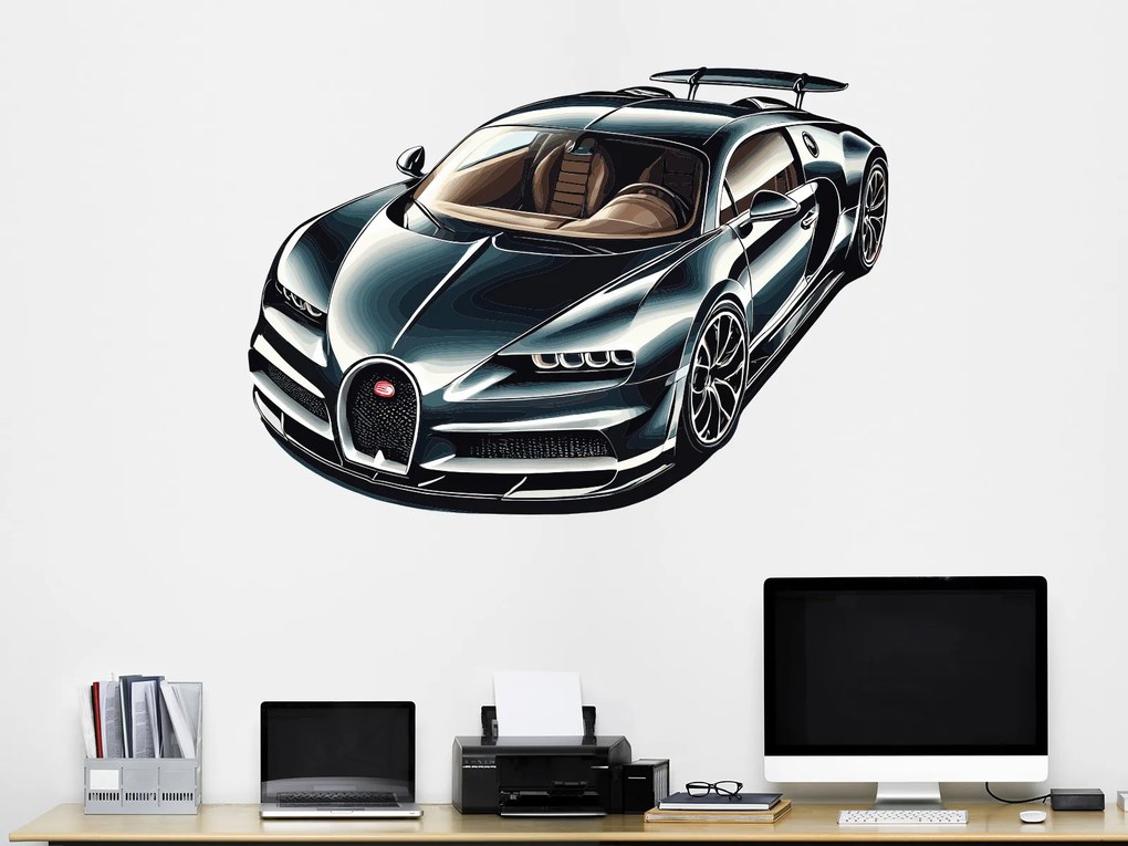 Buggati Veyron textilní prelepiteľná nálepka na stenu list 45 x 31 cm