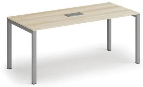 Stôl SQUARE 1800 x 800 x 750, dub prírodný + stolová zásuvka TYP V, strieborná