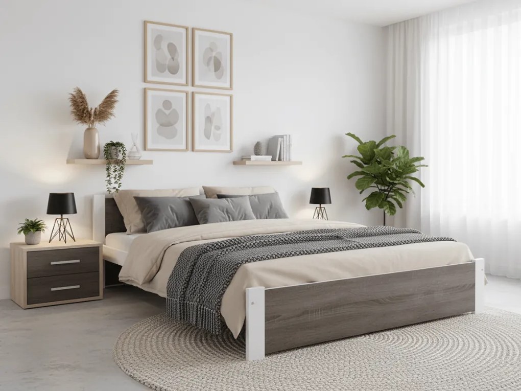 Posteľ IKAROS 120 x 200 cm, biela/dub hľuzovka Rošt: Bez roštu, Matrac: Matrac SOMMERA 18 cm