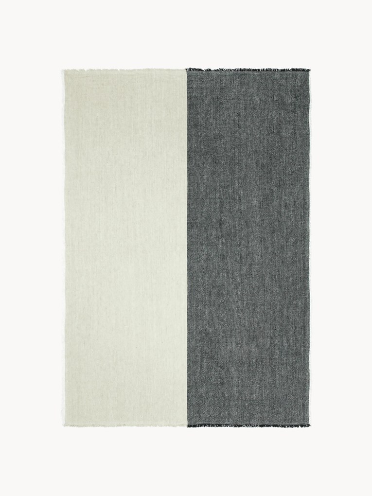 Ručne tkaný ľanový pléd so strapcami Pila