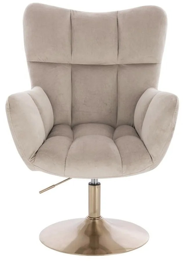 LuxuryForm DESIGN Otočné kreslo AURORA VELUR na zlatom tanieri - latte