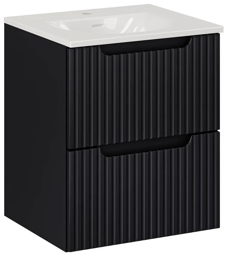 Závesná skrinka Nova Black I so zápustným umývadlom 50 cm čierna/biela