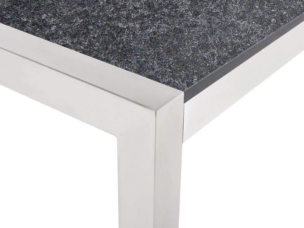 Záhradný stôl s 3-dielnou žíhanou granitovou doskou 220 x 100 cm čierny GROSSETO Beliani