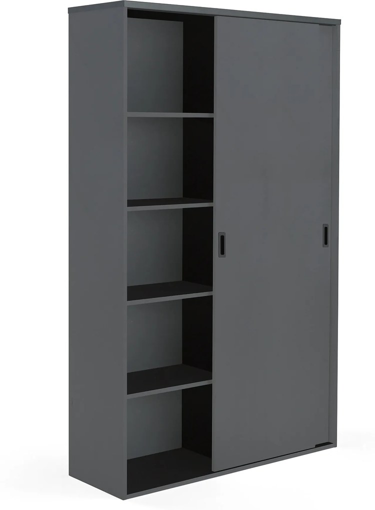 Kancelárska skriňa Modulus s posuvnými dverami, 2000x1200 mm, čierna