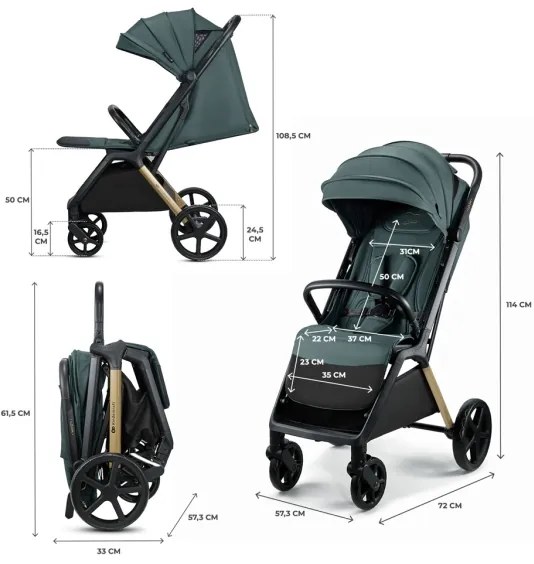 KINDERKRAFT - športový kočík LOOM zelený