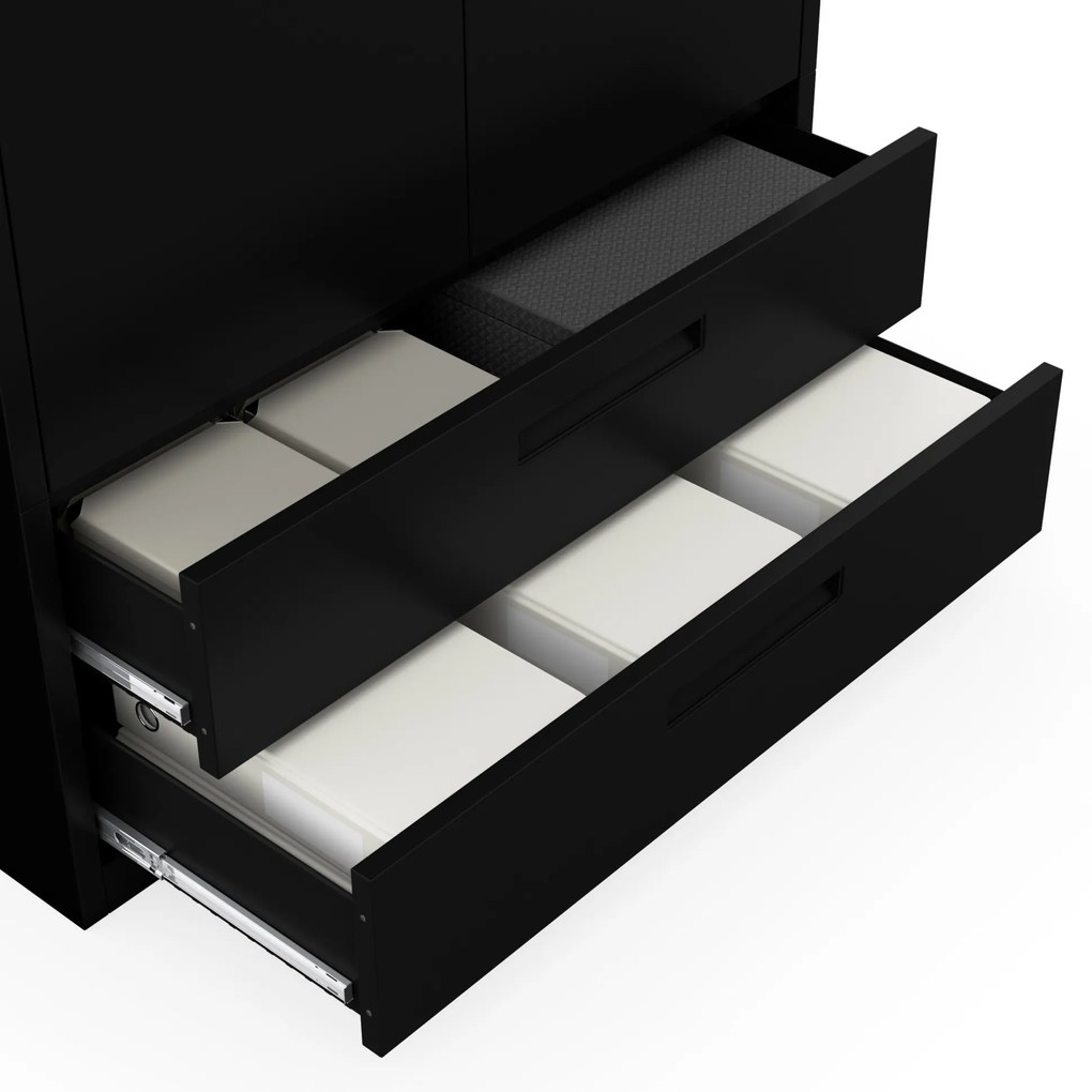 Kovová skriňa MEGAN – čierna, dvojitá zásuvka, 195 cm