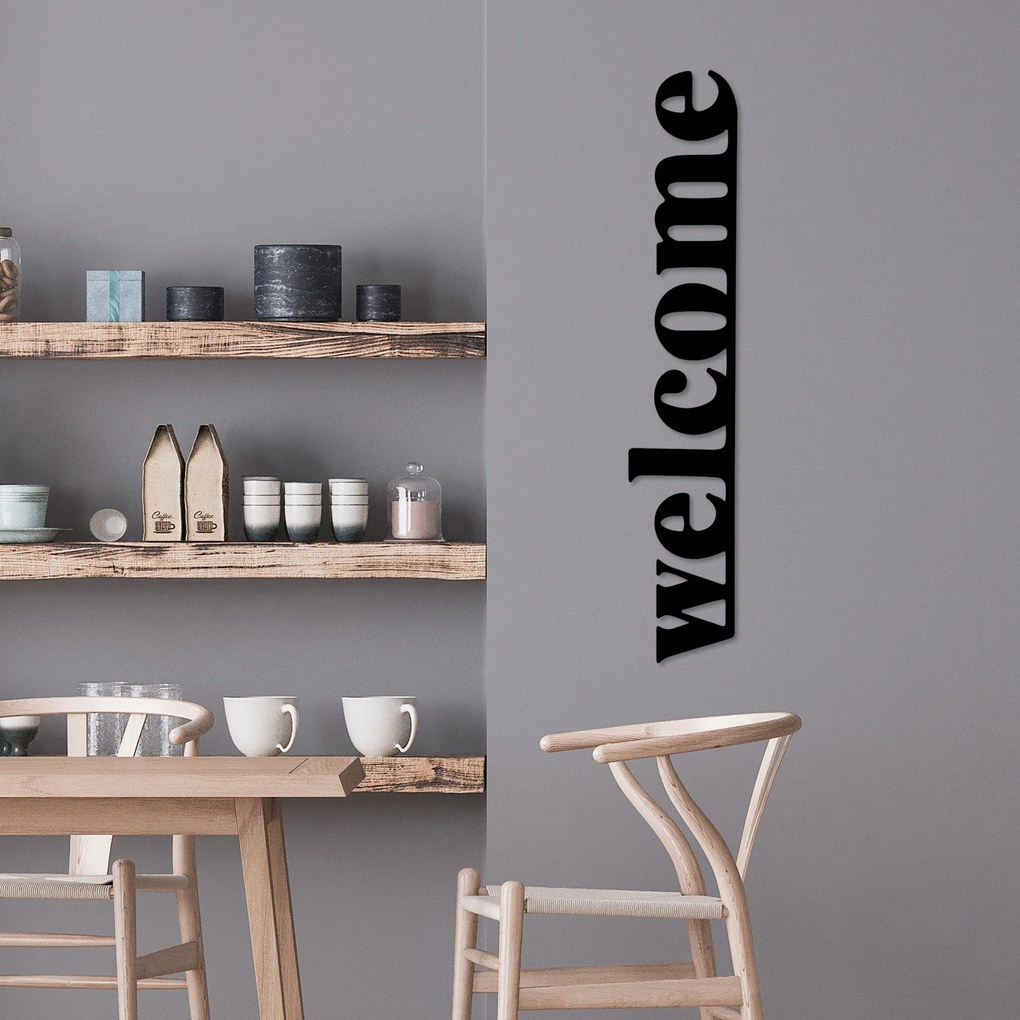 Nástenná kovová dekorácia Vitajte-5 čierna