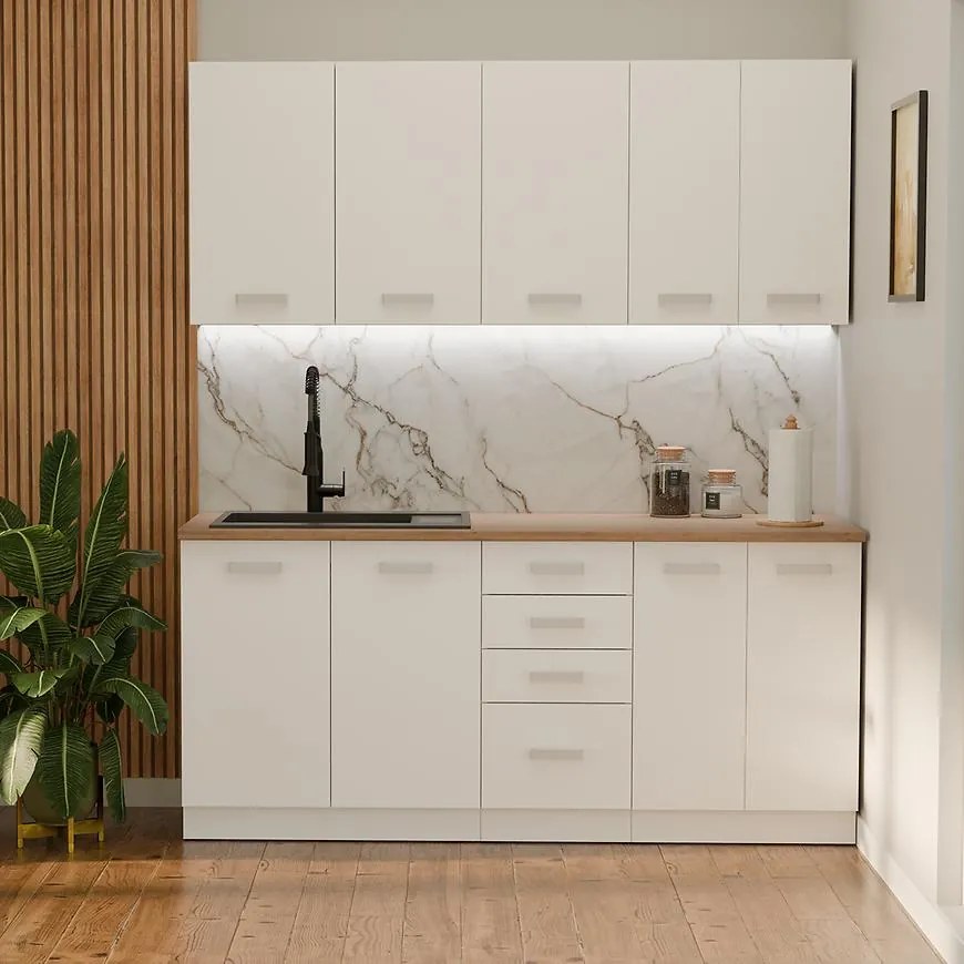 Kuchynská linka Eko White 180 cm bez pracovnej dosky