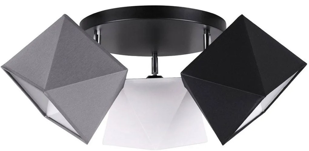 Stropné svietidlo Diamond, 3x textilné tienidlo (mix 6 farieb), (výber z 3 farieb konštrukcie - možnosť polohovania), o