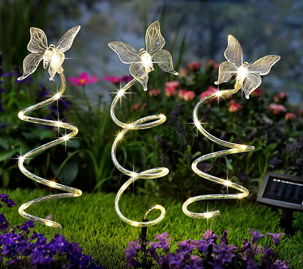 Solárny zápich Motýľ, 3 kusy