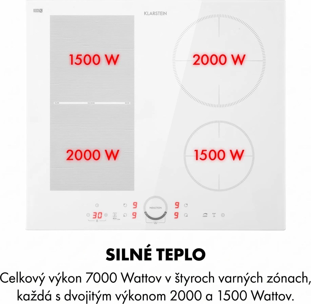 Klarstein Delicatessa 60 Hybrid, vstavaná indukčná varná doska, 7000 W, 4 zóny