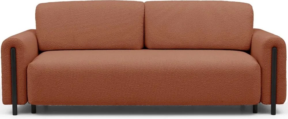 Terakotová rozkladacia/s úložným priestorom pohovka z textílie buklé 244 cm Arcadova – ELTAP