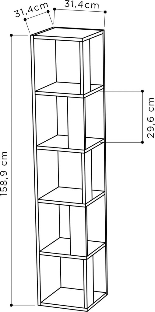 Rohová knižnica Houseland Piano mocha