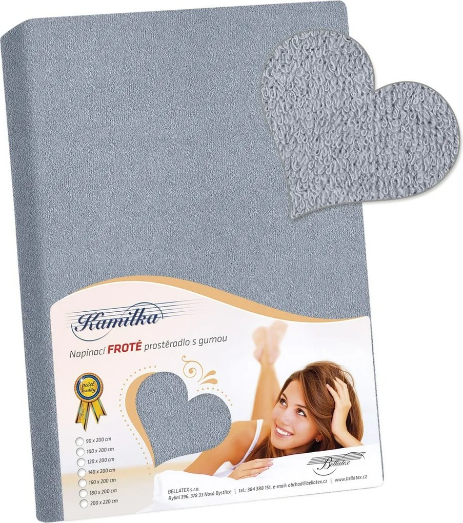 Bellatex Froté prestieradlo Kamilka modrosivá, 200 x 220 cm