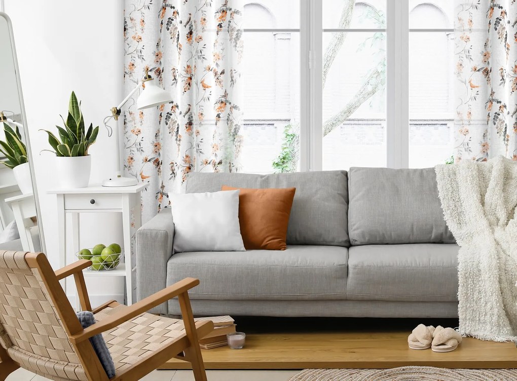 ZÁVES NA KRÚŽKOCH RIKI 140X250 CM KVETY