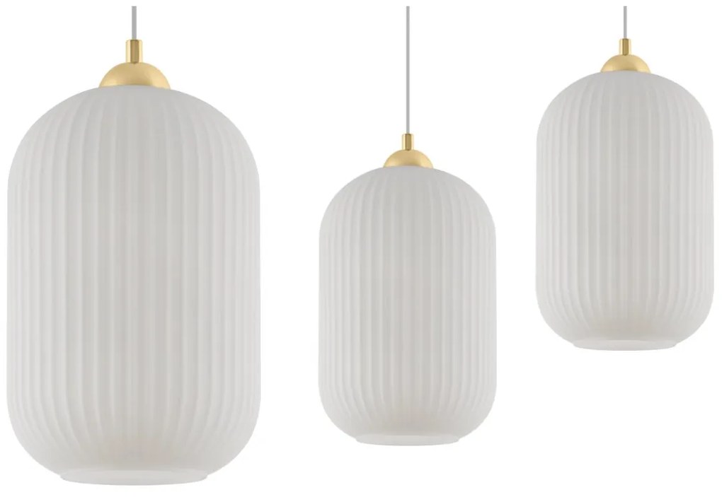 Závesné svietidlo Riffle 4, 1x biele sklenené tienidlo, g