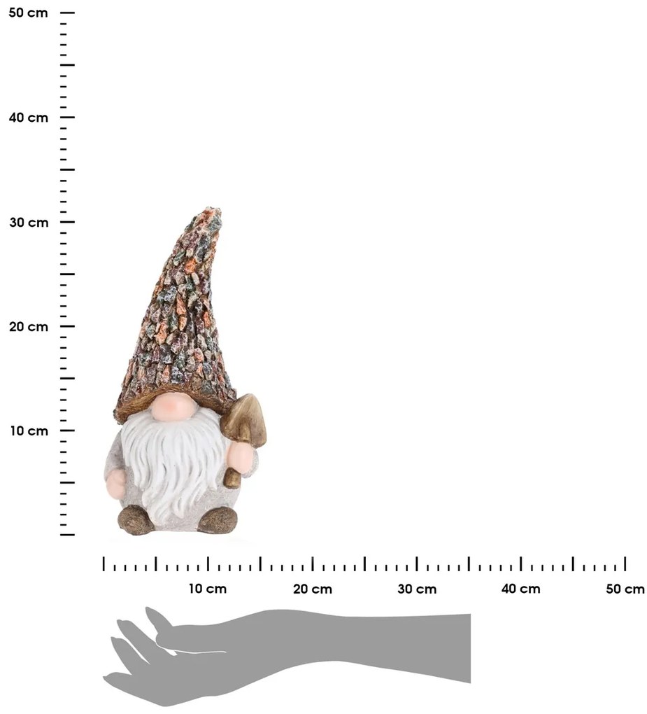Záhradná figúrka z polyresinu Gnome 1, 30,5 cm, viacfarebná