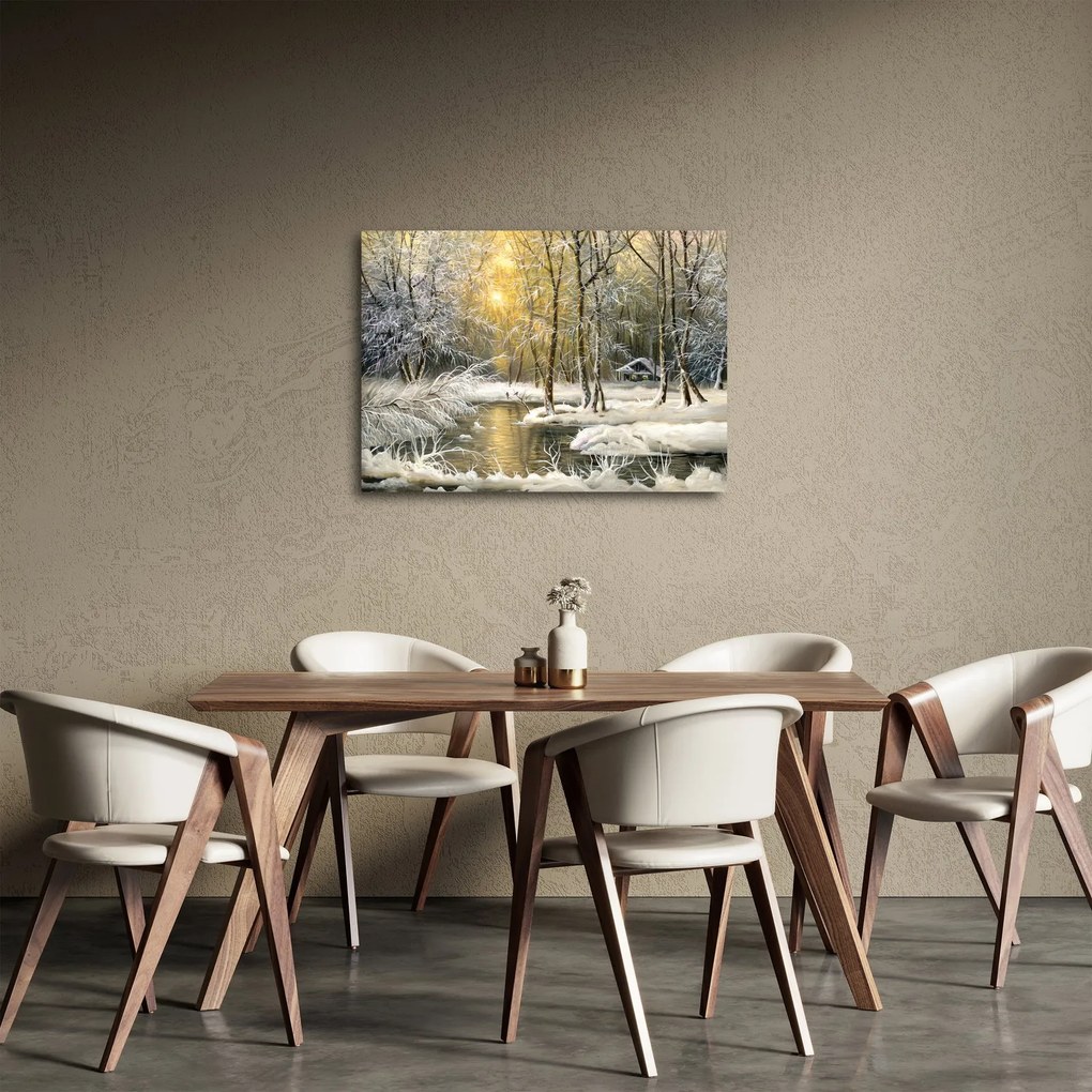Obraz - Chalúpka v lese, olejomaľba (70x50 cm)