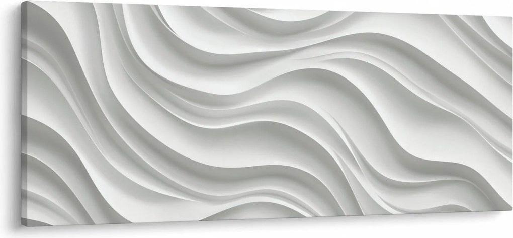 Obraz - 3D biele vlny (120x50 cm)