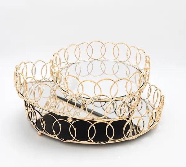 SADA 3x Dekoračný podnos pr. 27/33/37 cm zlatá