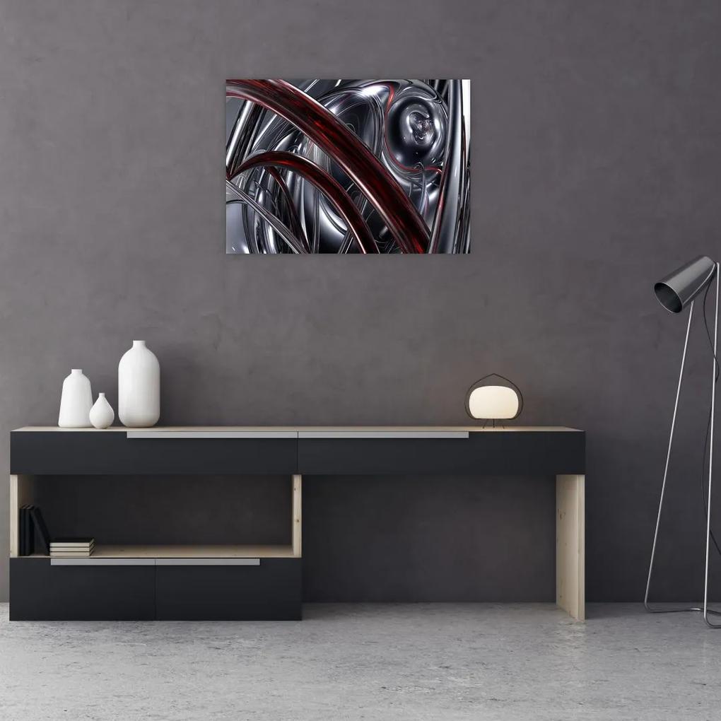 Sklenený obraz sivej abstrakcie (70x50 cm)