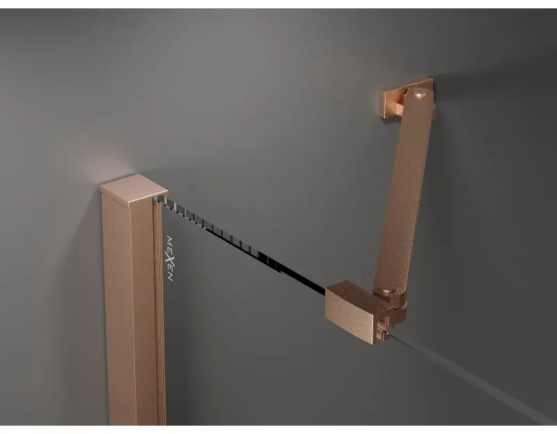 Mexen Velar Duo, sprchový kút s posuvnými dverami 90 x 80 cm, 8mm šedé sklo, medená matná, 871-090-080-42-65