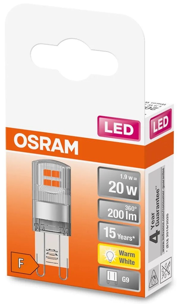 OSRAM LED žiarovka, G9, 1,9 W, 200lm, 2700K, teplá biela