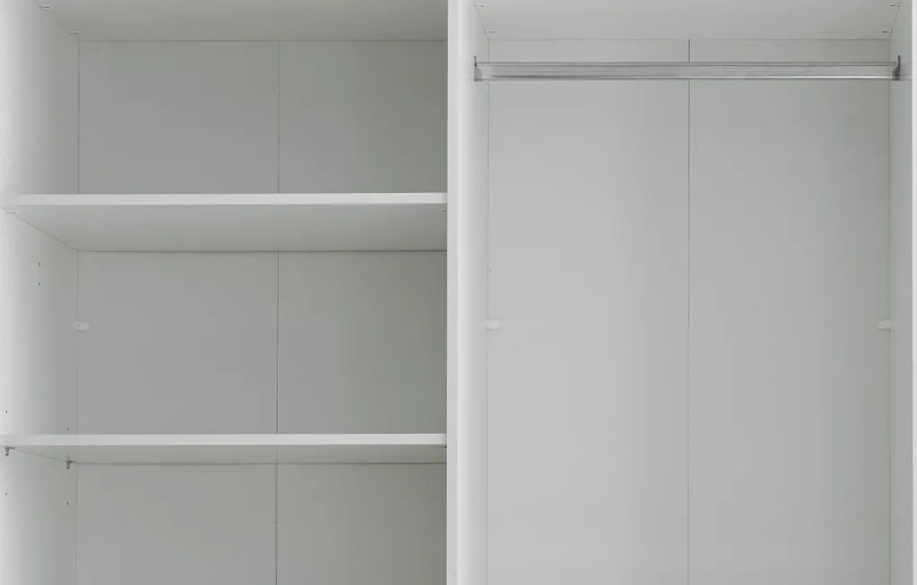 Šatníková skriňa so zrkadlom Carano, 215 cm, biela