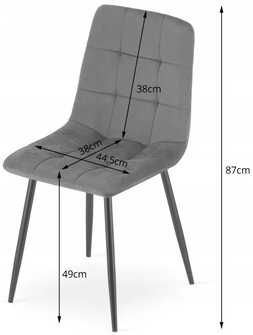 Set štyroch jedálenských stoličiek KARA zamatové, čierne / hnedé nohy (4 ks)