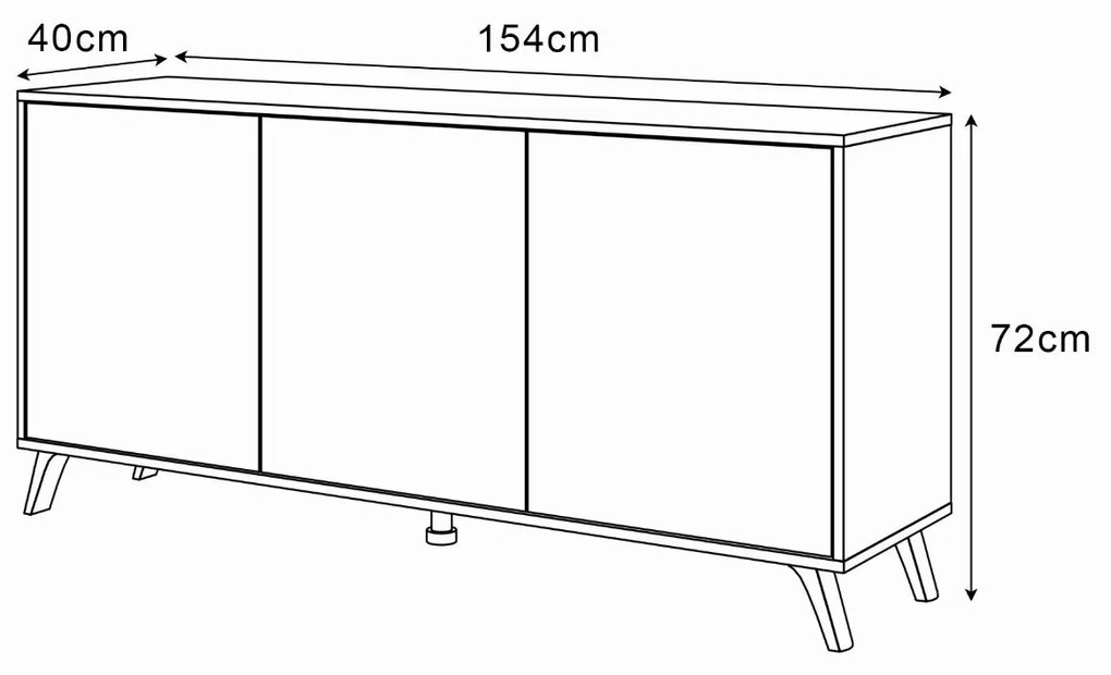 KOMODA ALWIN BIELA DUB ARTISAN BEZUCHYTKOVÁ 153 cm