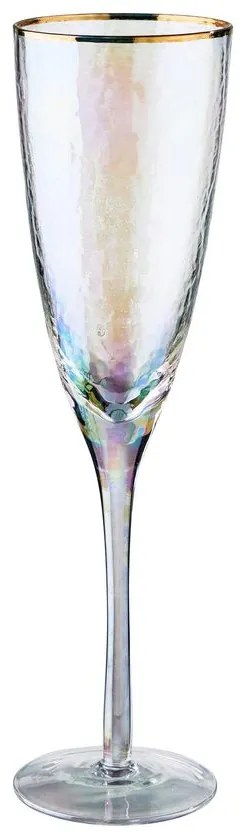 SMERALDA Sada pohárov na šampanské so zlatým okrajom 250 ml 6 ks