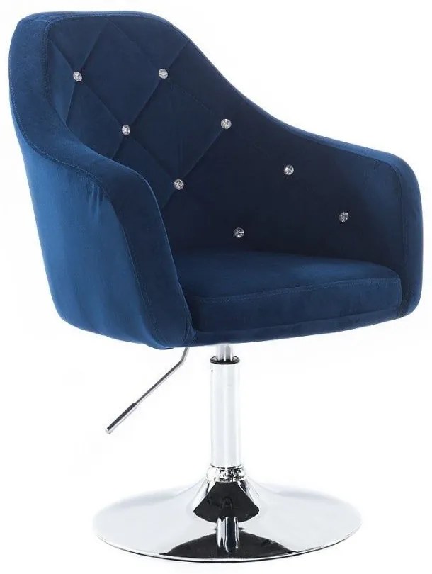LuxuryForm DESIGN Kreslo ROMA VELUR na striebornom tanieri - modré