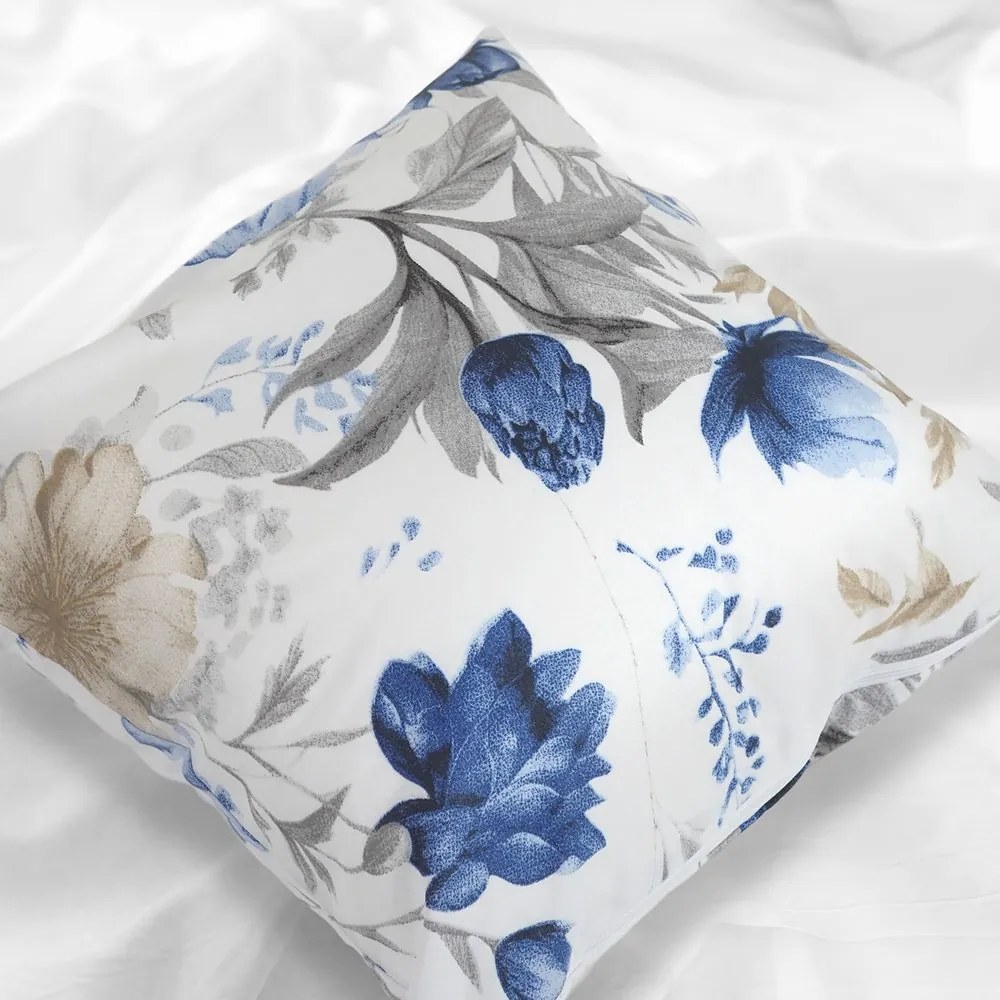 Polášek Bavlnená obliečka na vankúšik - Modré kvety | 40 x 40 cm