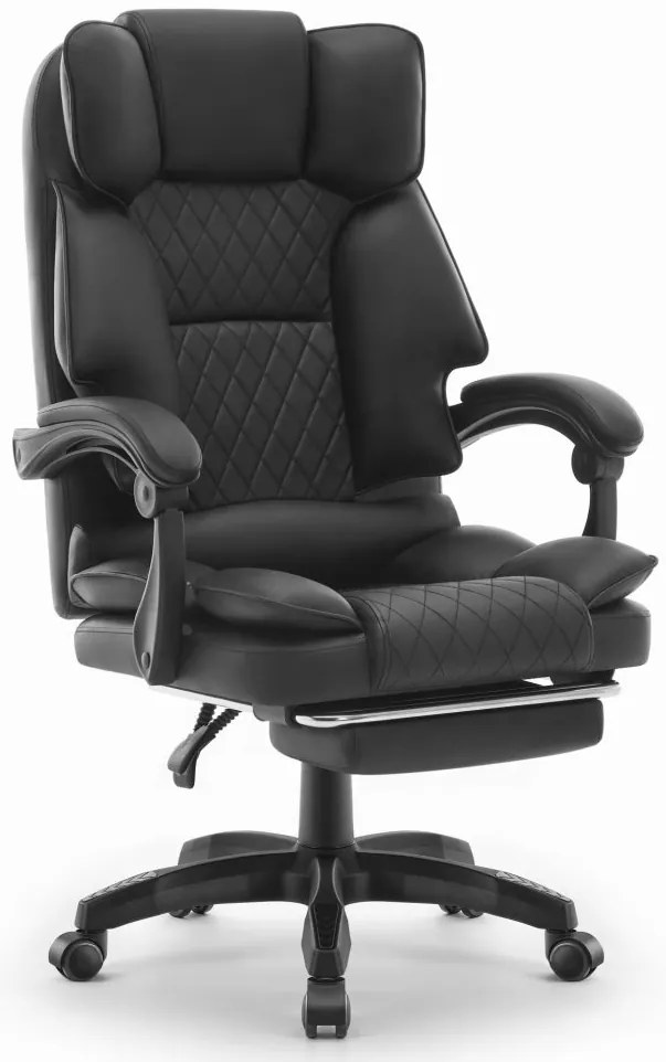 Ergonomická kancelárska stolička HC-1031 z ekokože s podnožkou - čierna