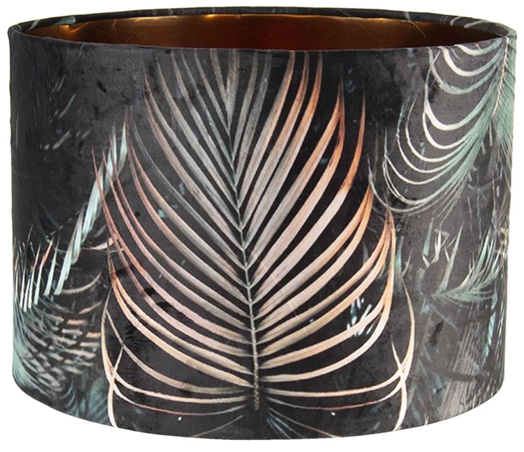 Tmavé zamatovej tienidlo Brisa s motívom palmových listov - Ø 34 * 24 cm