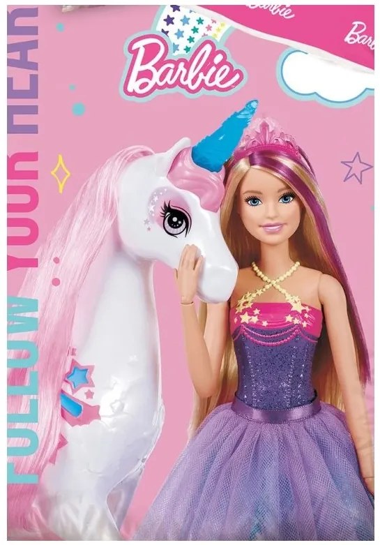 Obliečky do postieľky Barbie a Duhový Jednorožec 100x135/40x60 cm