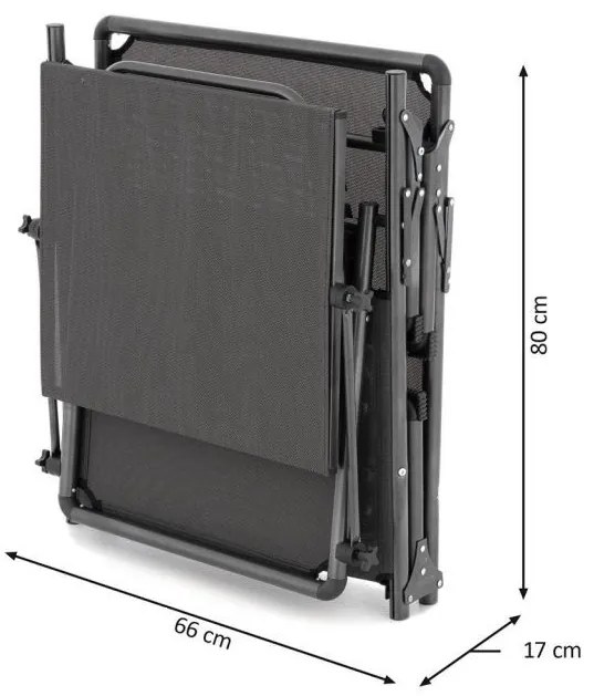 Záhradné skladacie lehátko so strieškou XXL - čierne