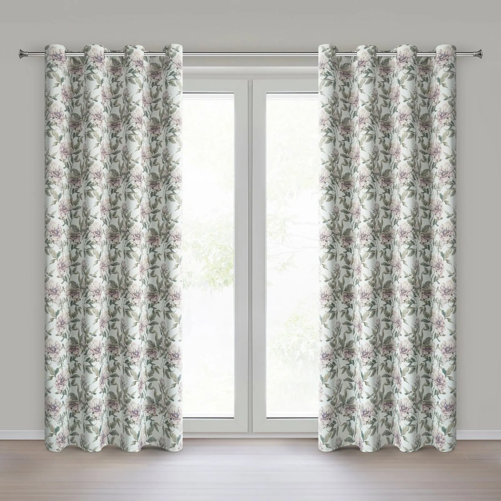 ZÁVES NA KRÚŽKOCH BEVERLY1 140X250 CM KVETY